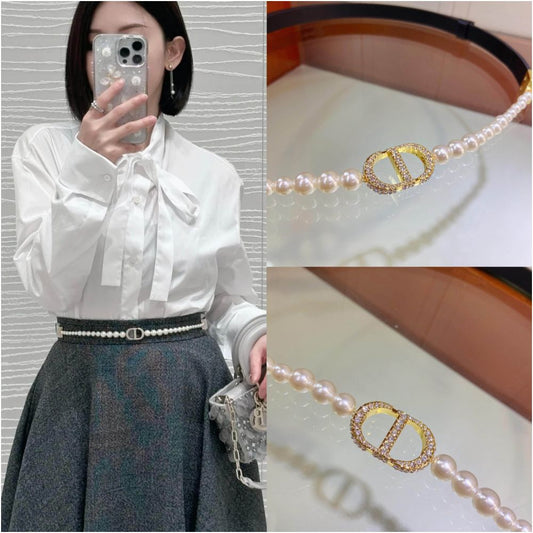 Adjustable waist chain belt with D bead rhinestones suitable for trousers coats and other decorative accessories high end design for women s dresses image 0