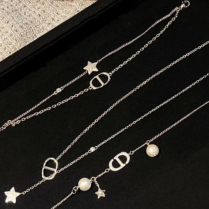 GAGAchic Bounty Collection CD Letter Five Pointed Star Pearl Rhinestone Necklace Collarbone Chain Bracelet image 1