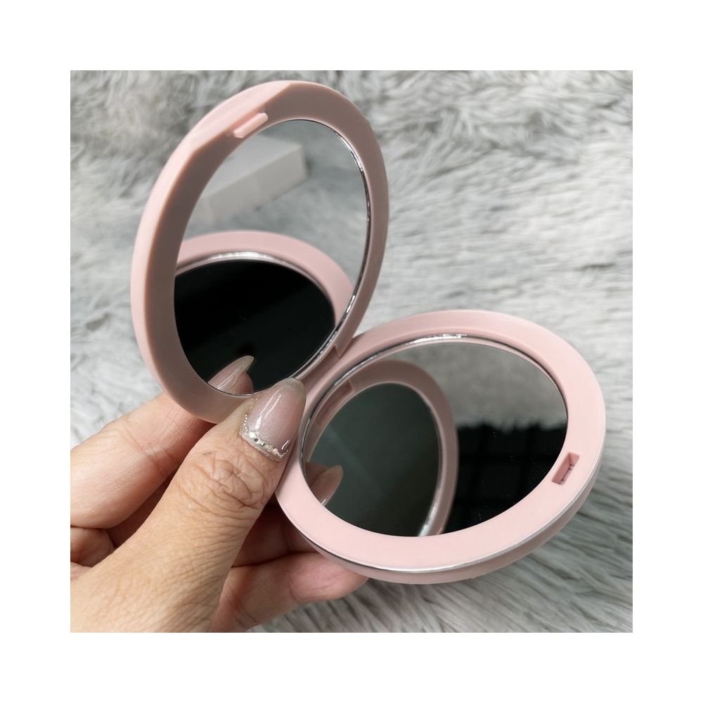 Dior portable double sided makeup mirror in black pink and white leather presented as a counter gift image 3