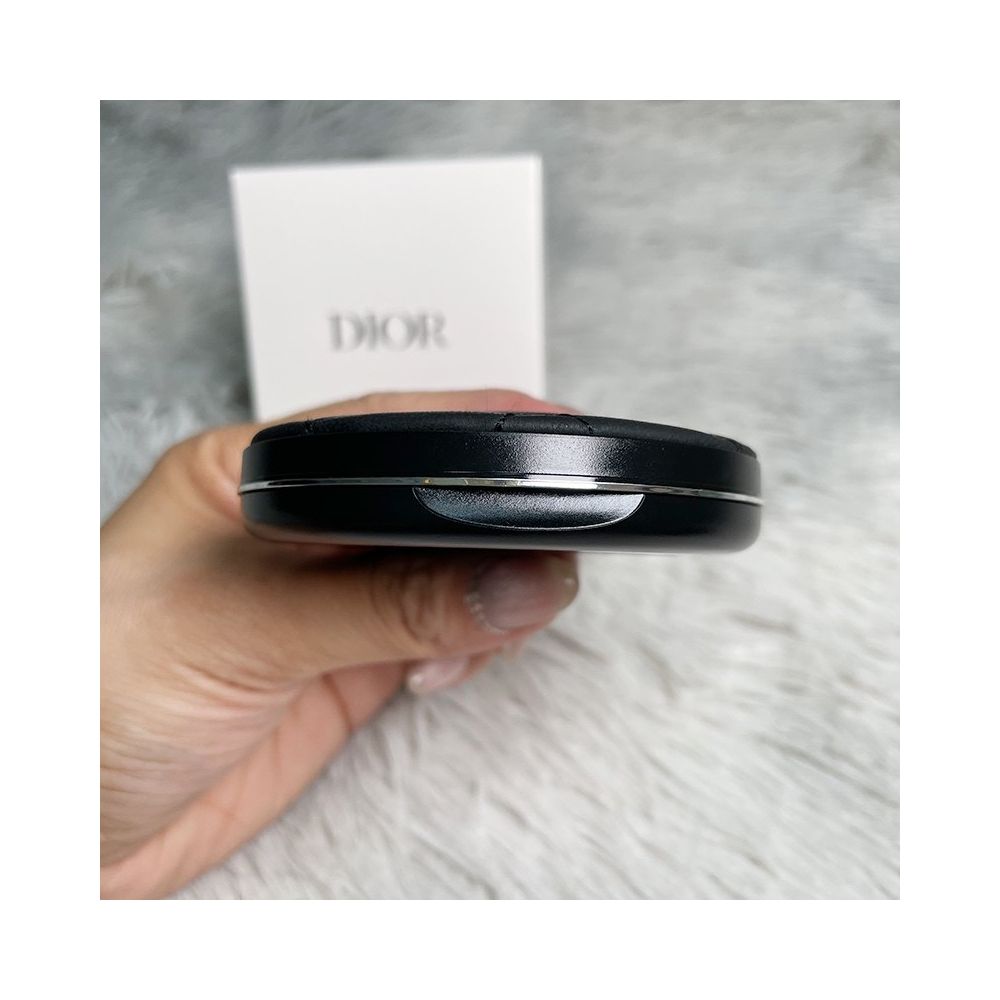 Dior portable double sided makeup mirror in black pink and white leather presented as a counter gift image 4
