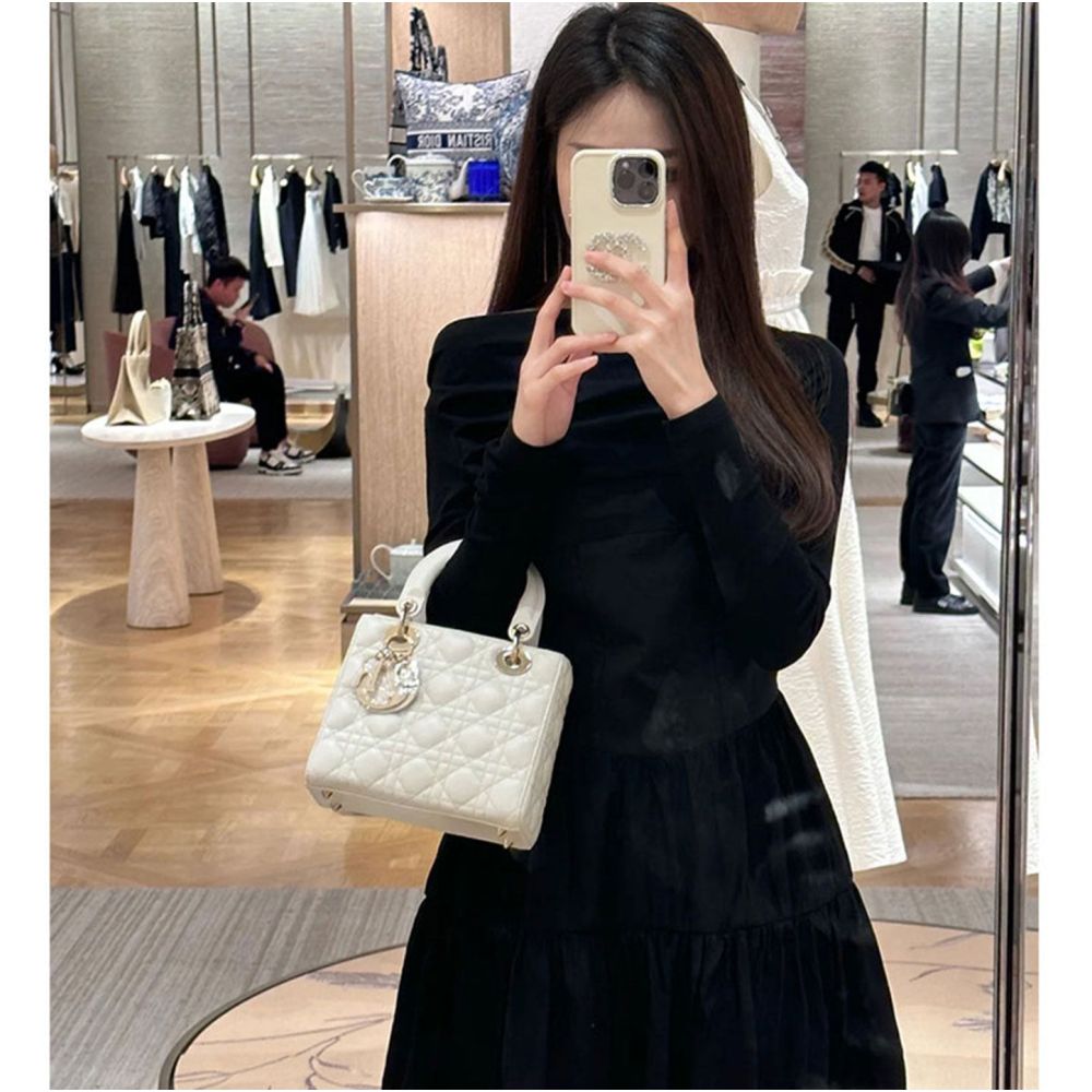 2025 New Women s Genuine Leather Lady Dior Handbag High End Luxury Quilted Handbag Fashionable Shoulder Crossbody Bag image 3