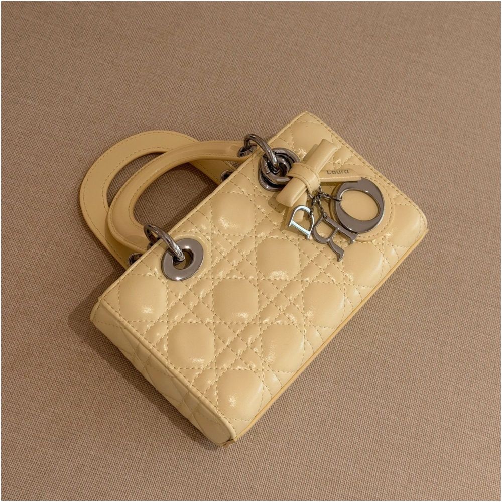 Laura Shidai 2026 New High End Color Block Horizontal Bow Diamond Chain Bag Versatile Crossbody Lady Dior Bag image 3