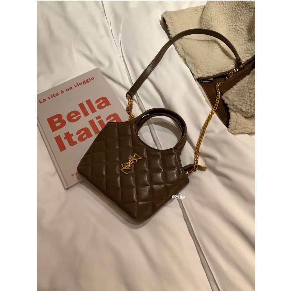 Genuine Leather Quilted Handbag Crossbody Bag for Women 2026 Autumn Winter New Arrival Chanel Style Chain Shoulder Bag Mini Tote Bag image 1