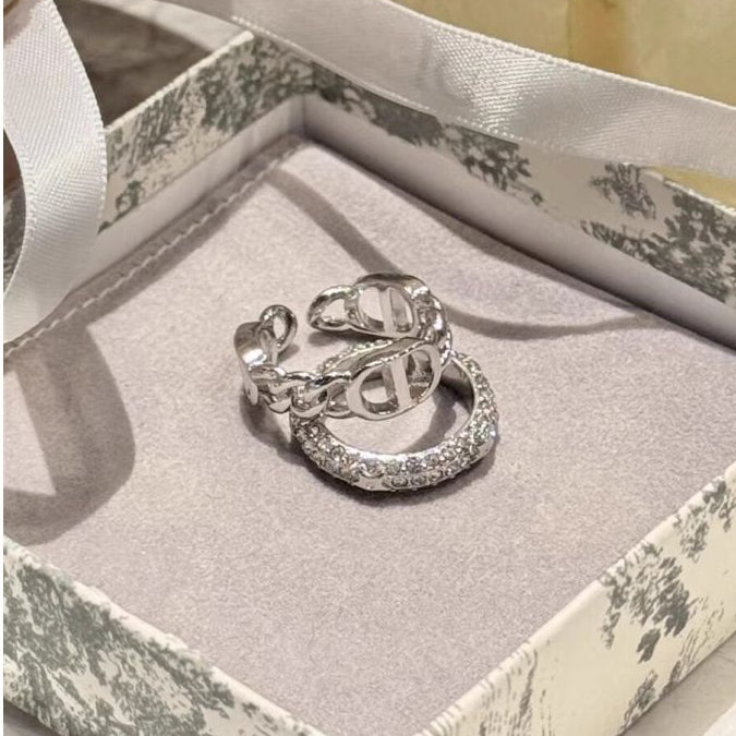 Chin s Old Money Shop Stylish and Unique Rings Affordable Luxury with a Pig Nose and Star Design Double Layered with Full Diamonds image 1