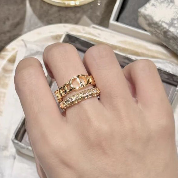Chin s Old Money Shop Stylish and Unique Rings Affordable Luxury with a Pig Nose and Star Design Double Layered with Full Diamonds image 2
