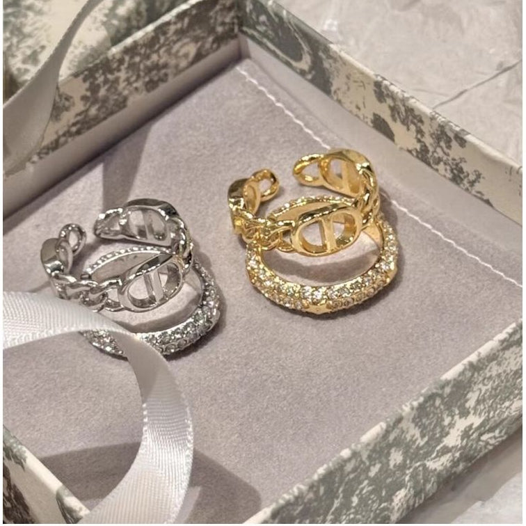 Chin s Old Money Shop Stylish and Unique Rings Affordable Luxury with a Pig Nose and Star Design Double Layered with Full Diamonds image 3