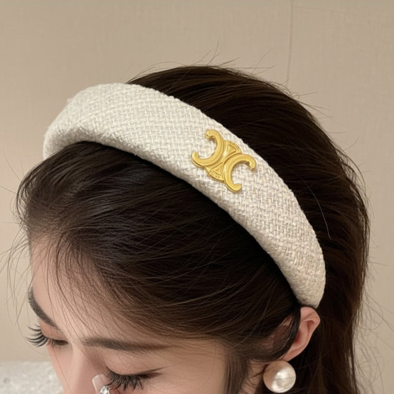 Joy Arc de Triomphe Headband Chanel style Autumn Winter High Crown Headband French Tweed Versatile Trendy image 1