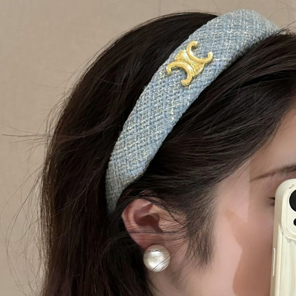 Joy Arc de Triomphe Headband Chanel style Autumn Winter High Crown Headband French Tweed Versatile Trendy image 2