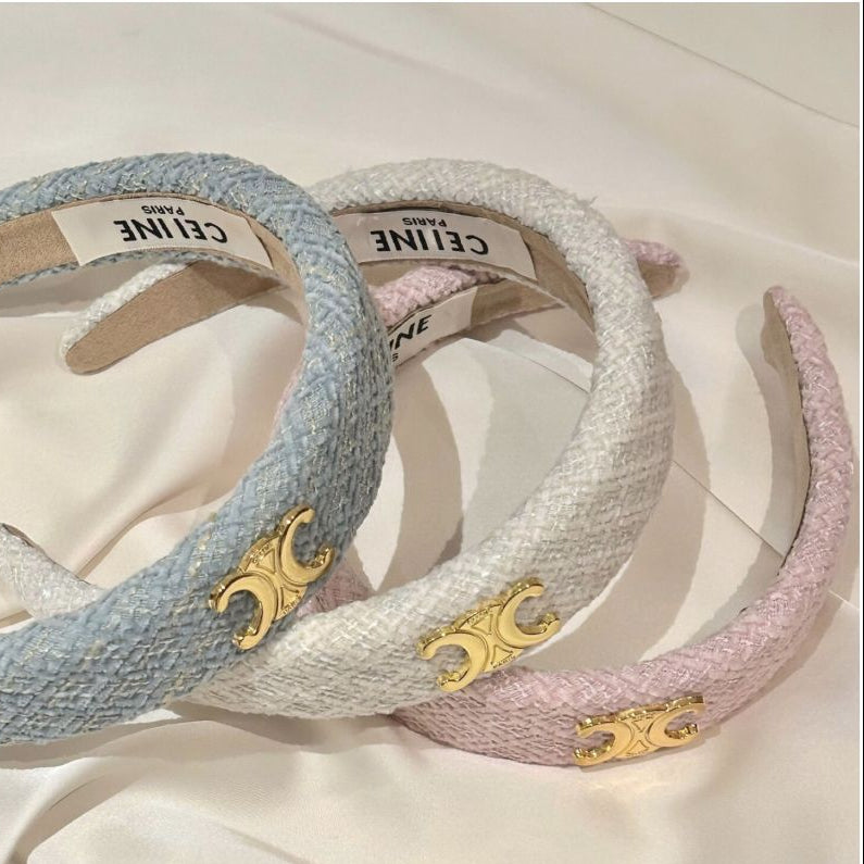 Joy Arc de Triomphe Headband Chanel style Autumn Winter High Crown Headband French Tweed Versatile Trendy image 3